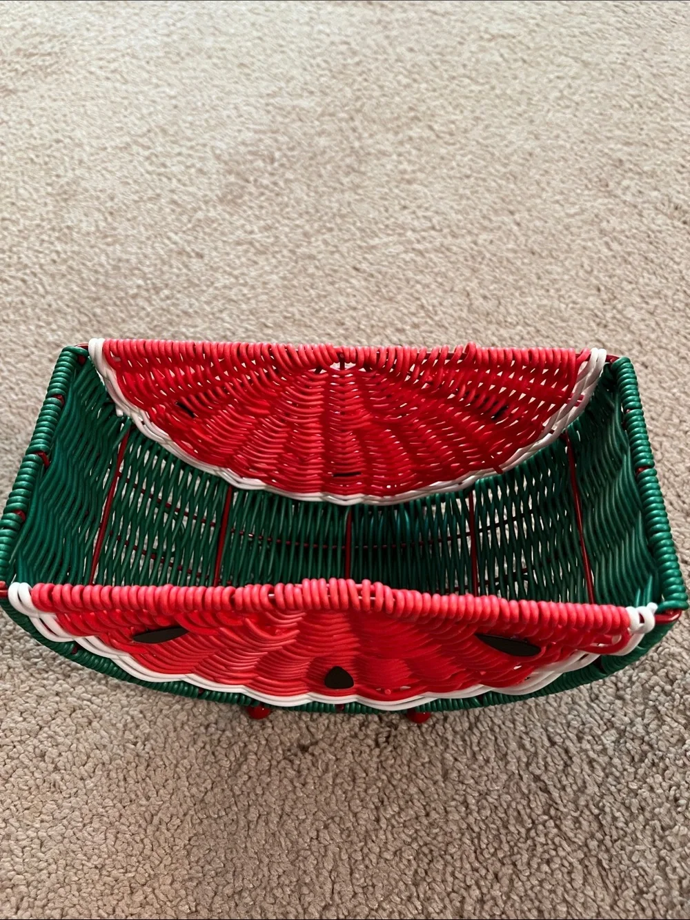 Watermelon Wicker Decorative Basket - Red/Green
